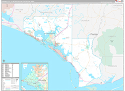 Panama City Metro Area Wall Map Premium Style 2026